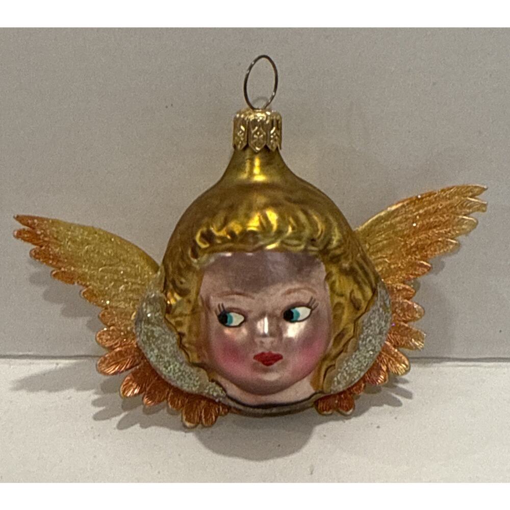 CHRISTOPHER RADKO CHERUB 3" ANGEL ORNAMENT GOLD RARE VINTAGE CHRISTMAS
